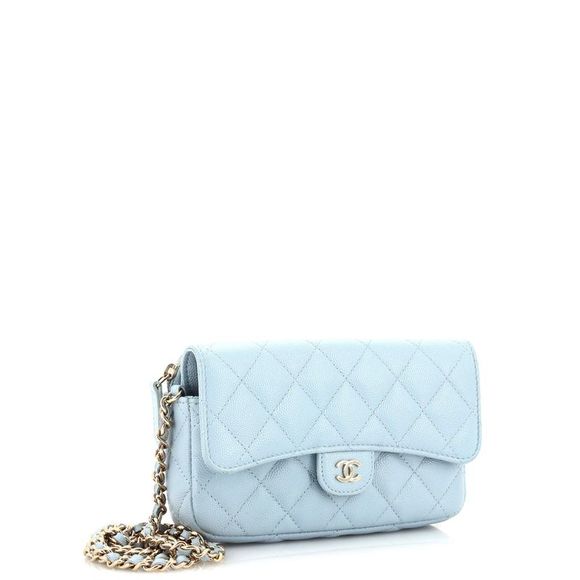 Chanel Classic Flap Phone Holder with Chain Quilted Caviar Blue - Picture 3 of 8